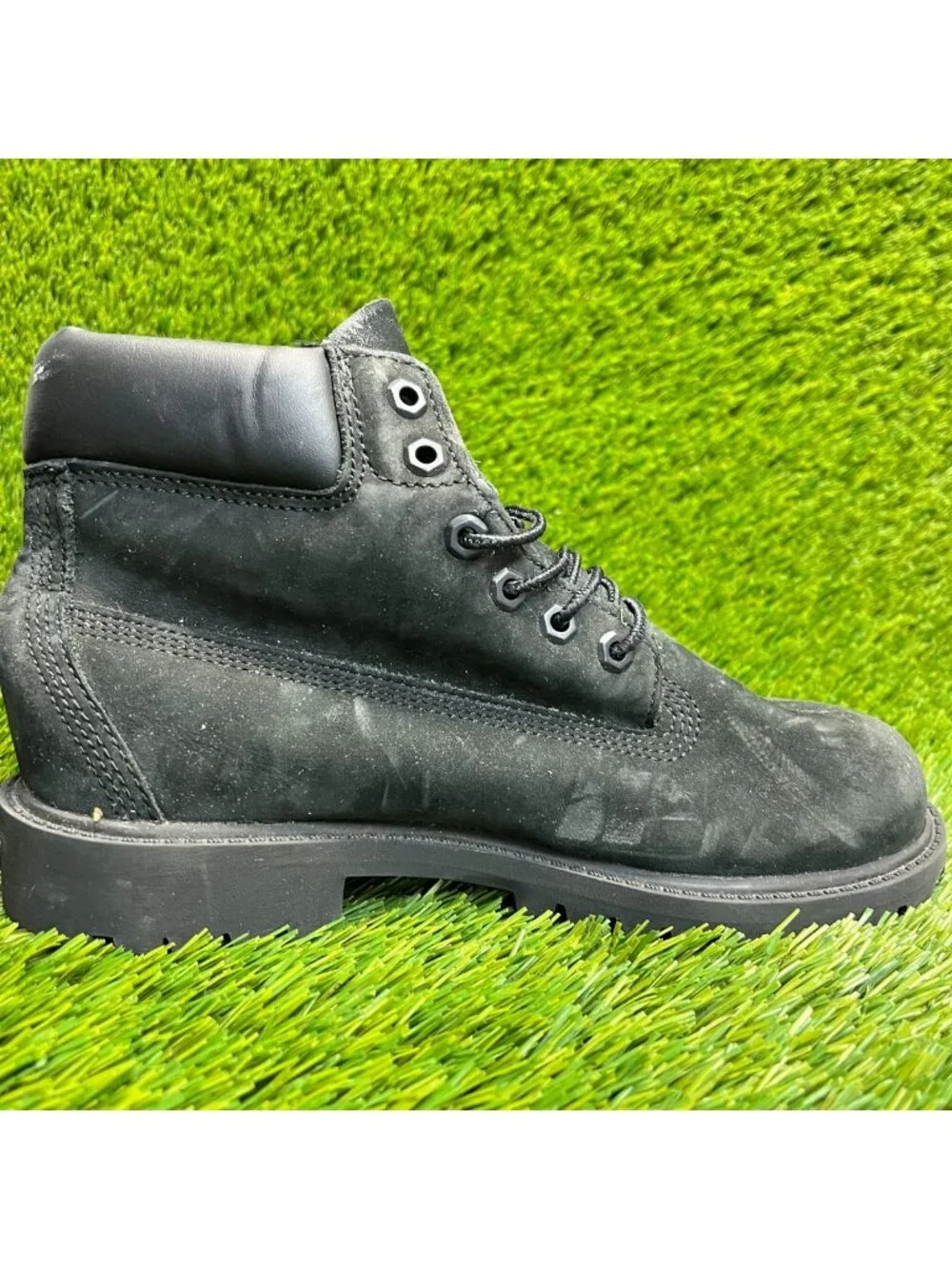 Timberland Premium 6-Inch Boys Size 3Y Black Outdoor Leather Waterproof Boots